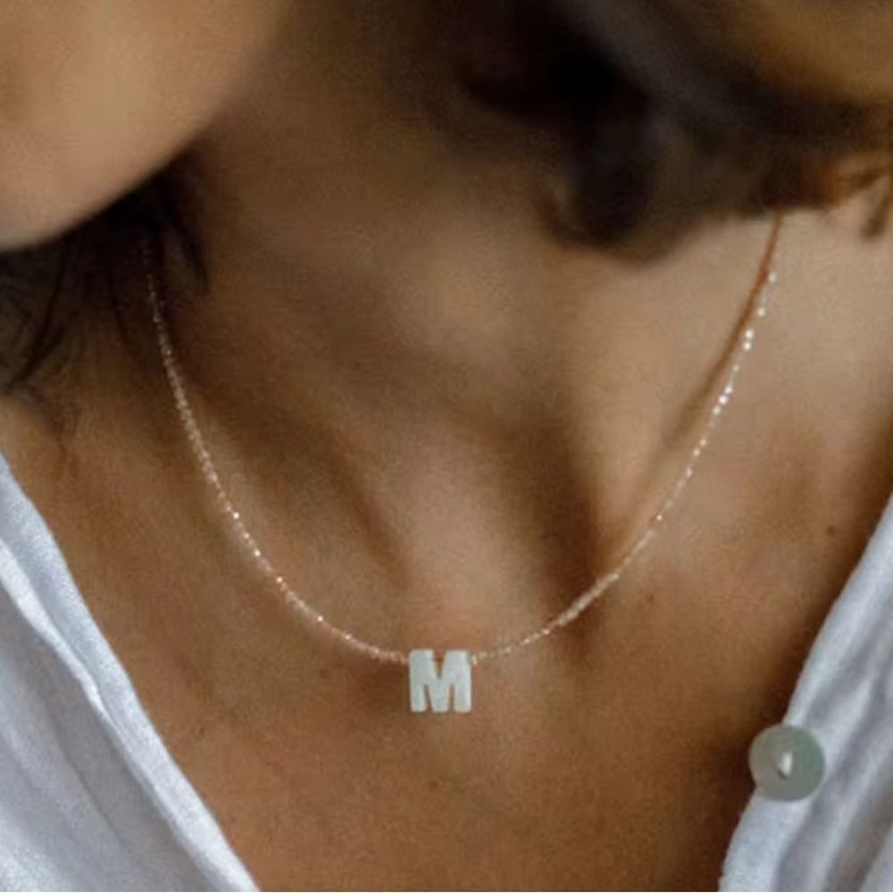 Boho beaded Initial Necklace S1176